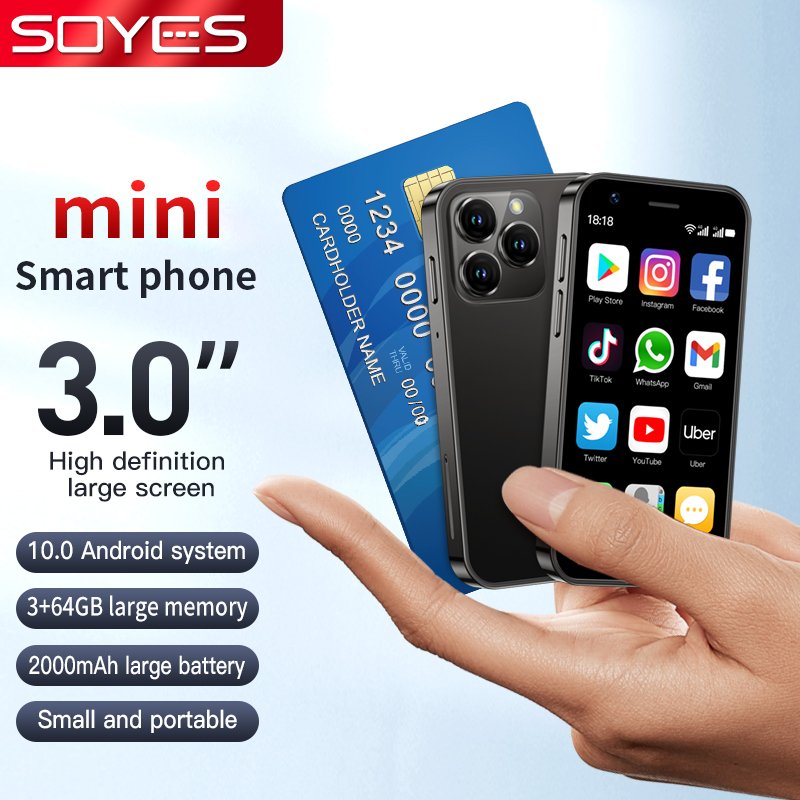 Hot Selling XS16 3 Inch Small Mobile Phone Android 10 Mini Porket phone 2000mAH 3G&4G LTE 64GB Mini Android Smart Phone